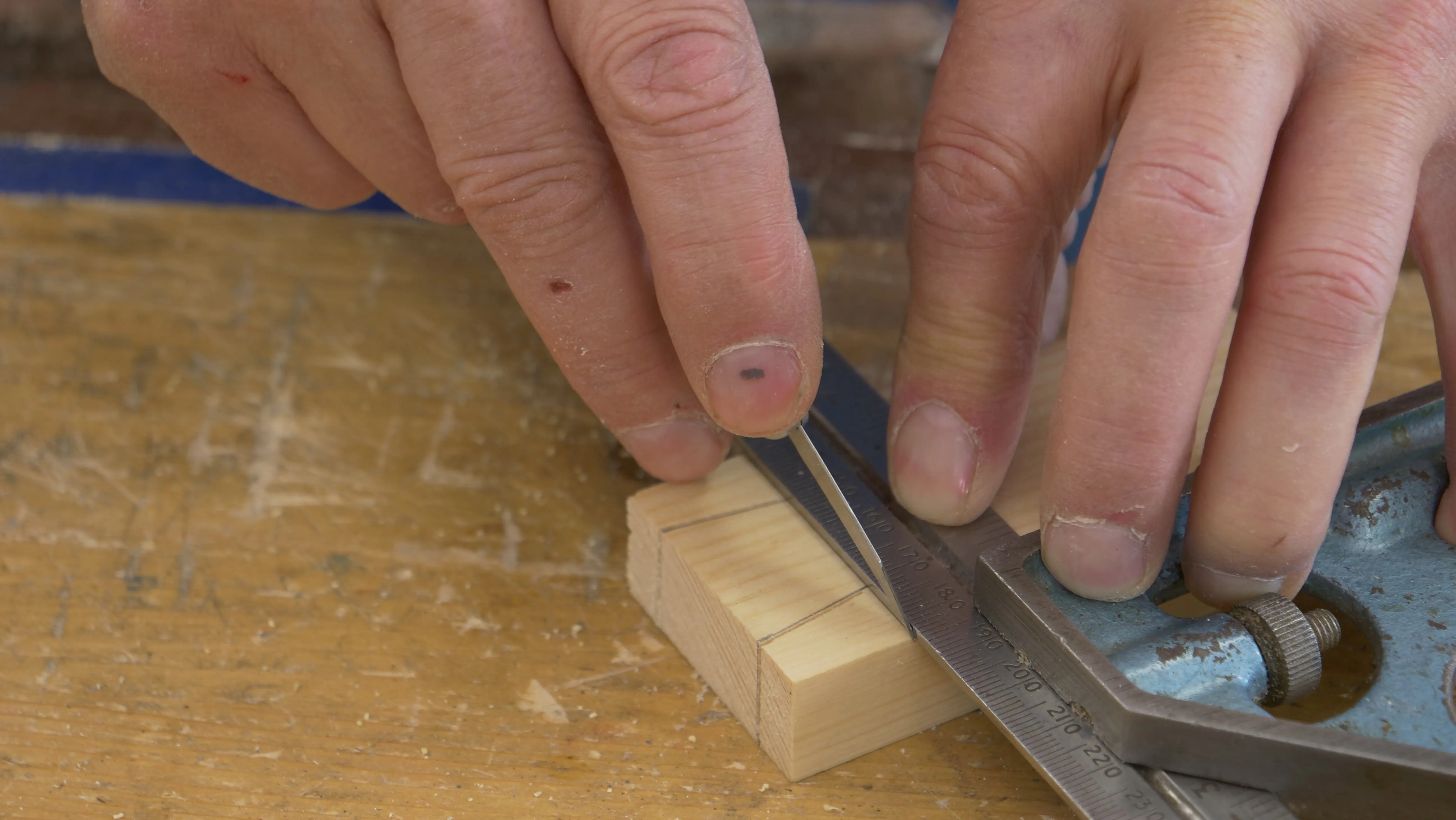Create a knifewall on either side the tail. This will ensure an exact boundary between the good wood and the waste wood.