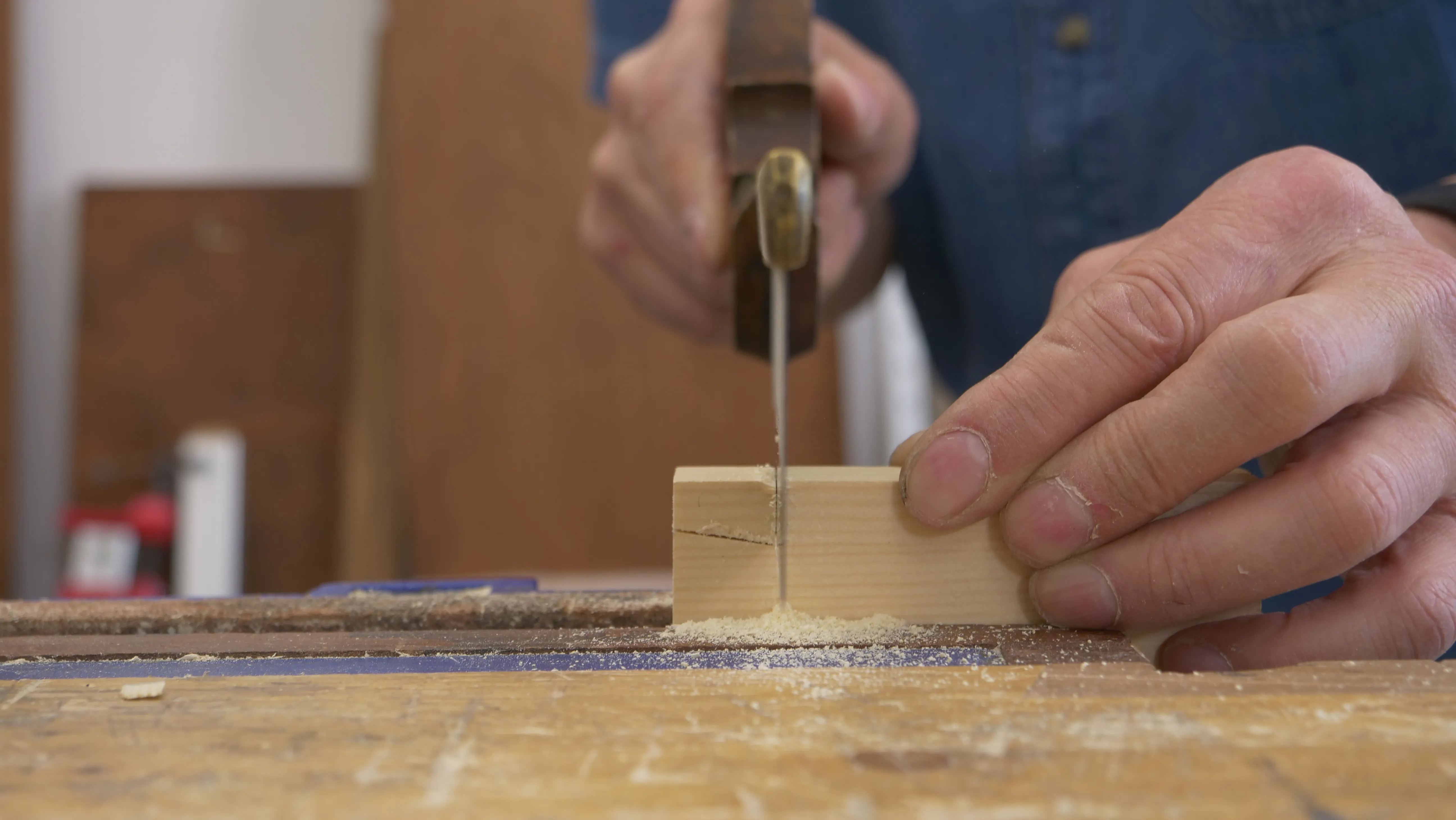 Drop the saw teeth in the step down and start the cut with very light strokes