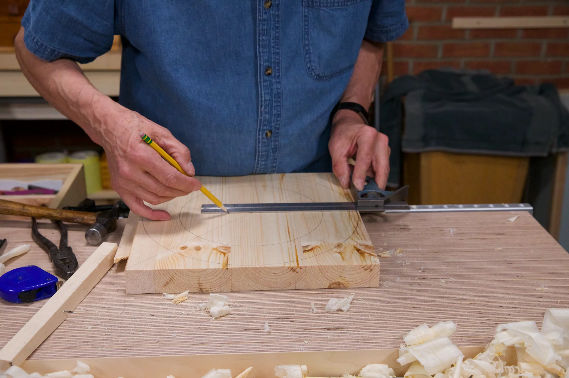 Square a line through the middle of your blank (across the grain)