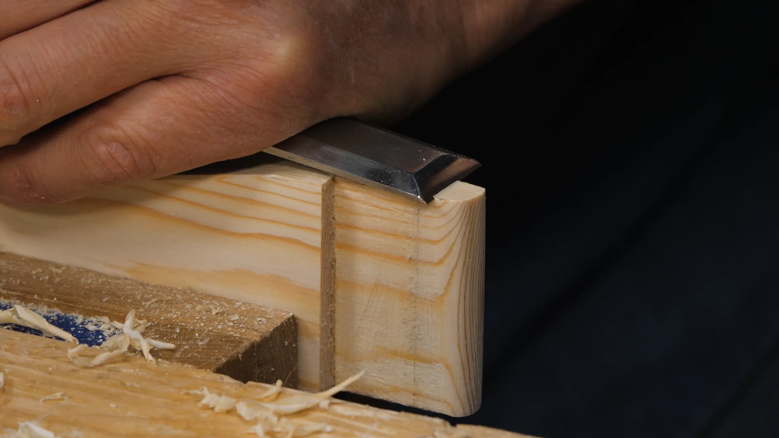 Start about 3/8" (10mm) from the end of the tenon