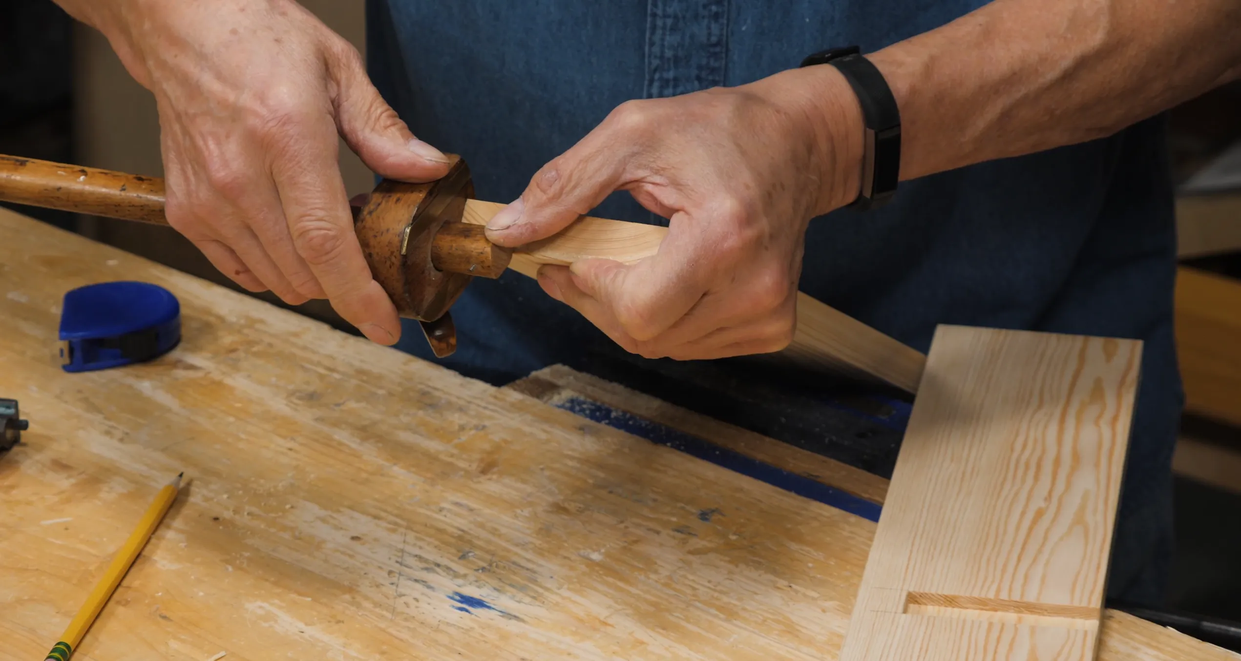 Run the marking gauge along the top and the sides