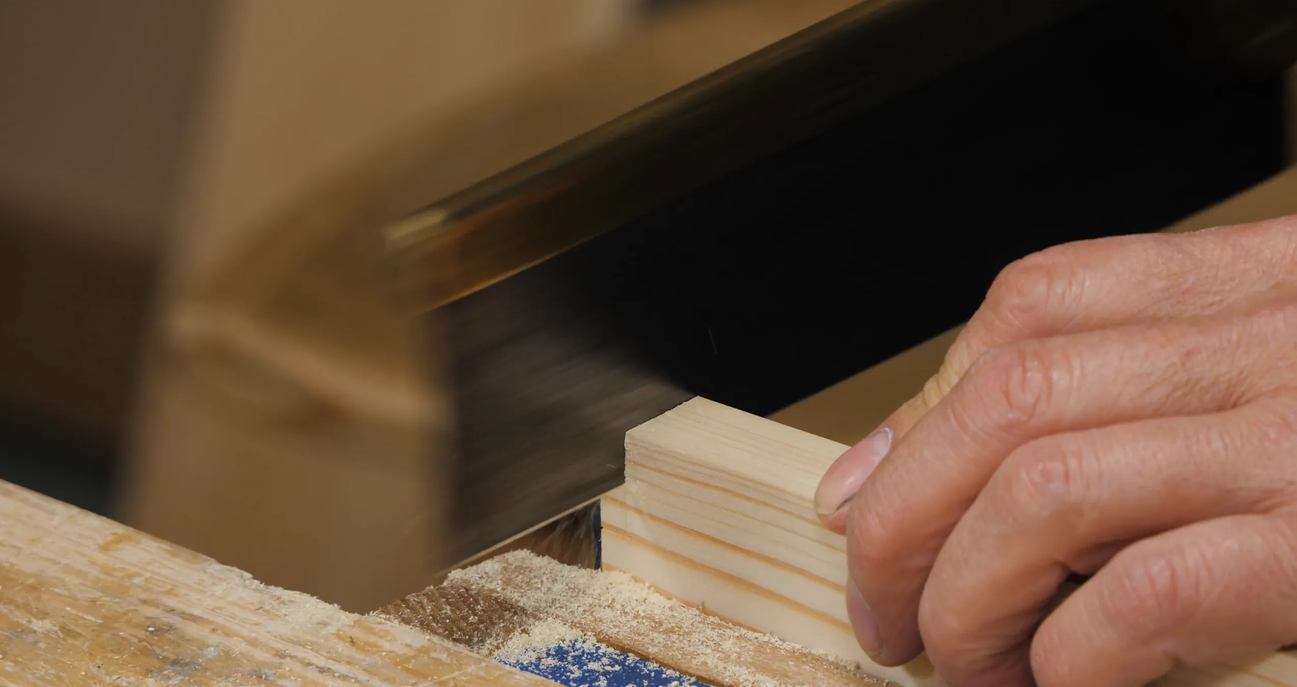 Stay away from the shoulder line as you make your cross-grain cut